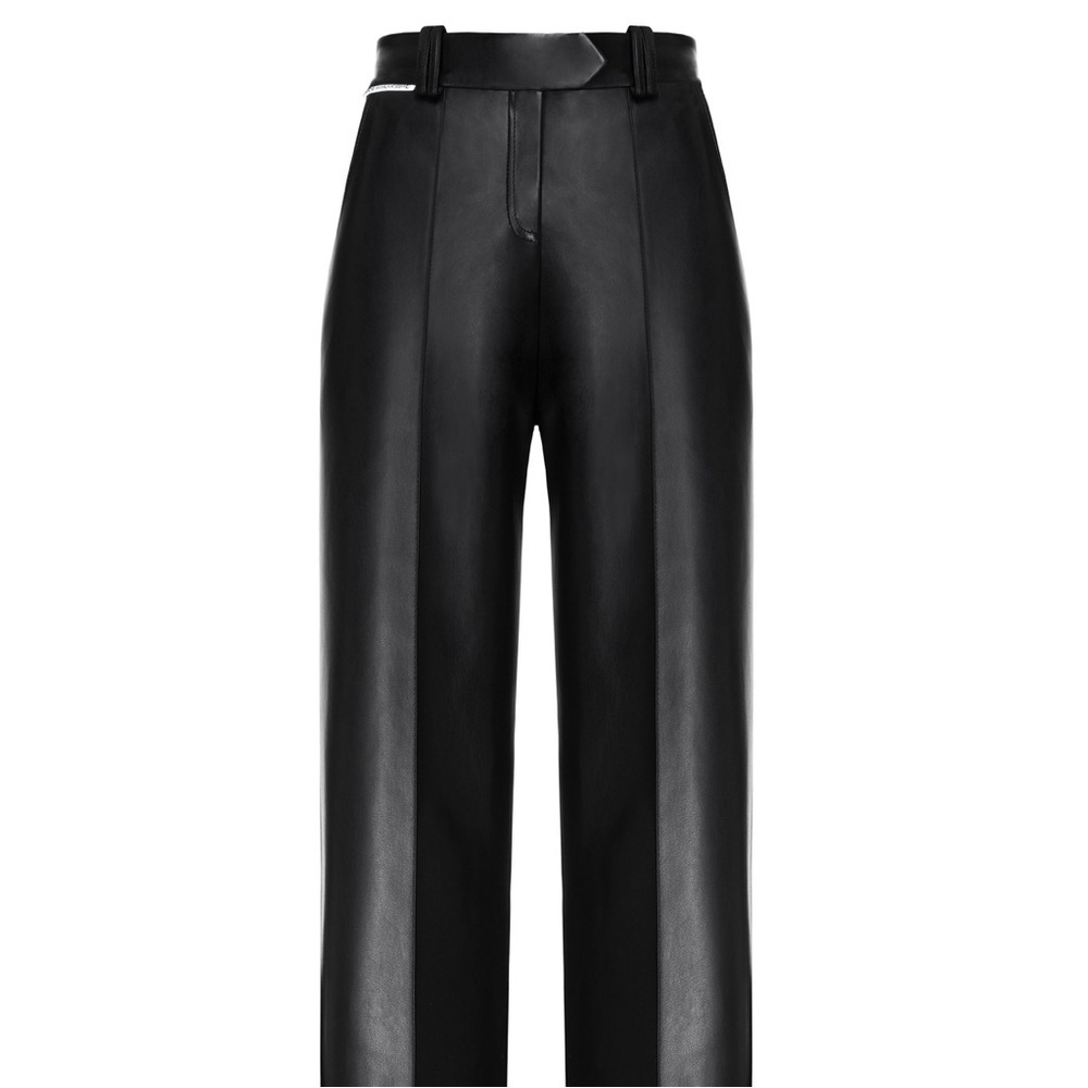 Aleksandre Akhalkatsishvili Mid Rise Vegan Leather Pleated Straight Leg Pant‎ XS